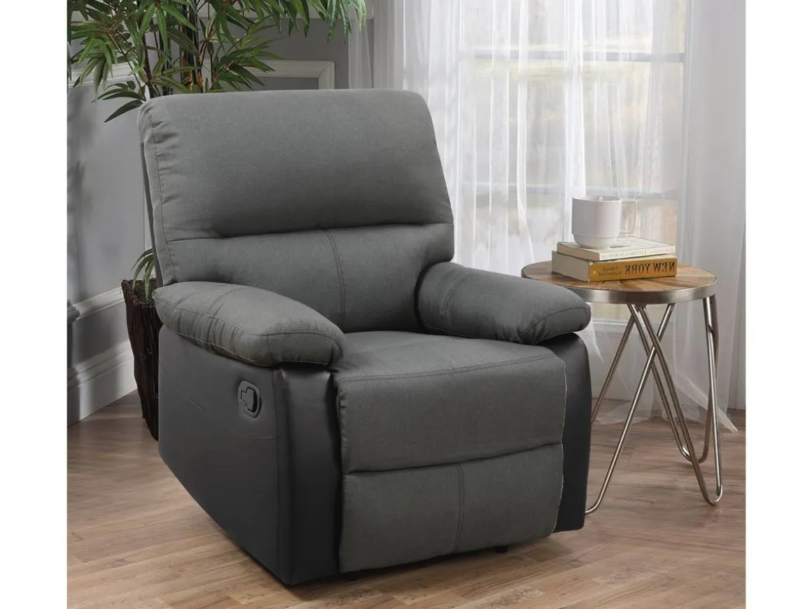 Fauteuil relax "Lincoln" - 90 x 89 x 103 cm - Noir/Gris foncé