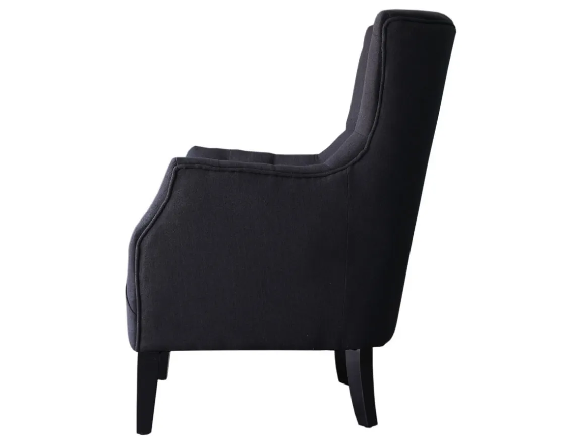 Fauteuil Scandinave Tissu "Duchesse" - 76 x 83 x 100,5 cm - Noir
