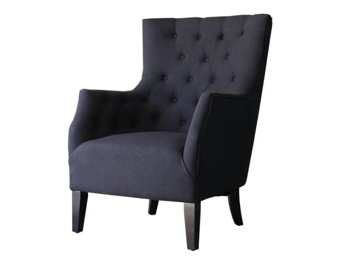 Fauteuil Scandinave Tissu "Duchesse" - 76 x 83 x 100,5 cm - Noir