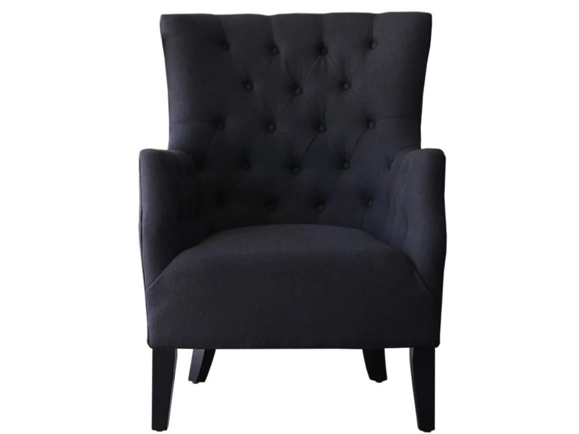 Fauteuil Scandinave Tissu "Duchesse" - 76 x 83 x 100,5 cm - Noir