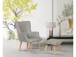 Fauteuil style scandinave en tissu "Odense" - 1 place - Gris clair