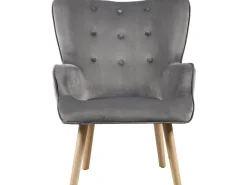 Fauteuil style scandinave velours "Odense" - 73 x 81 x 92.5 cm - 1 place - Gris