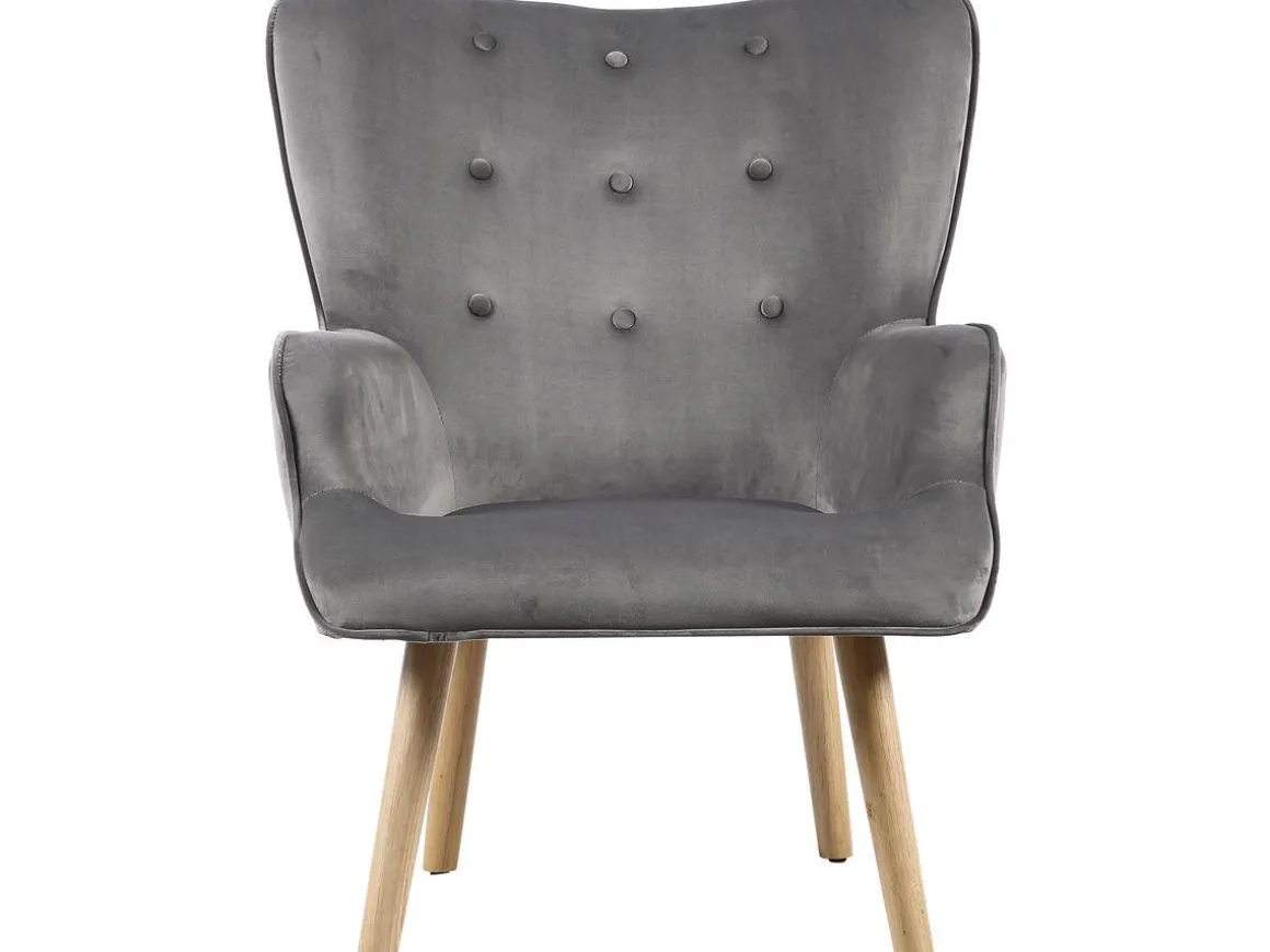 Fauteuil style scandinave velours "Odense" - 73 x 81 x 92.5 cm - 1 place - Gris
