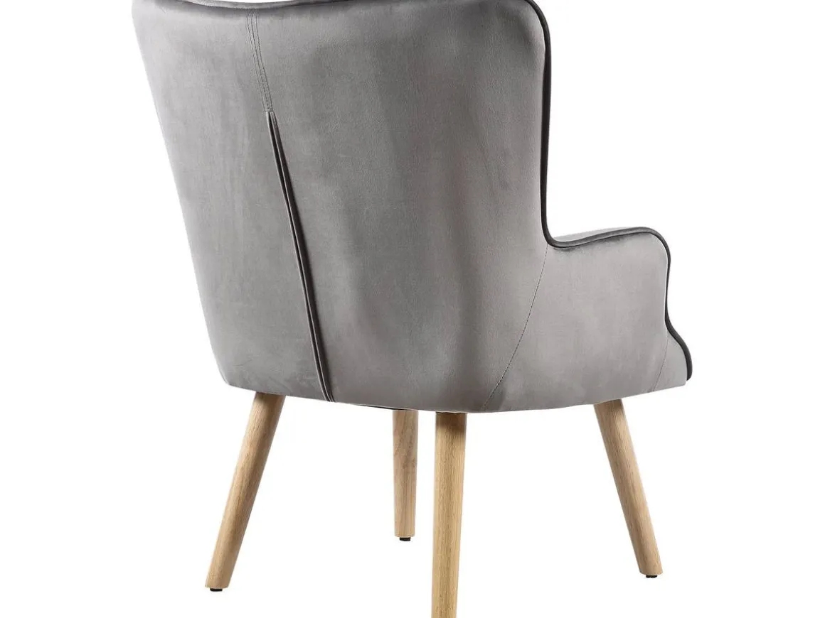 Fauteuil style scandinave velours "Odense" - 73 x 81 x 92.5 cm - 1 place - Gris