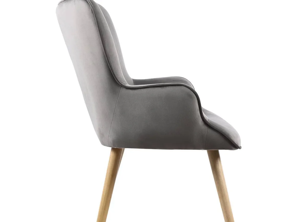 Fauteuil style scandinave velours "Odense" - 73 x 81 x 92.5 cm - 1 place - Gris