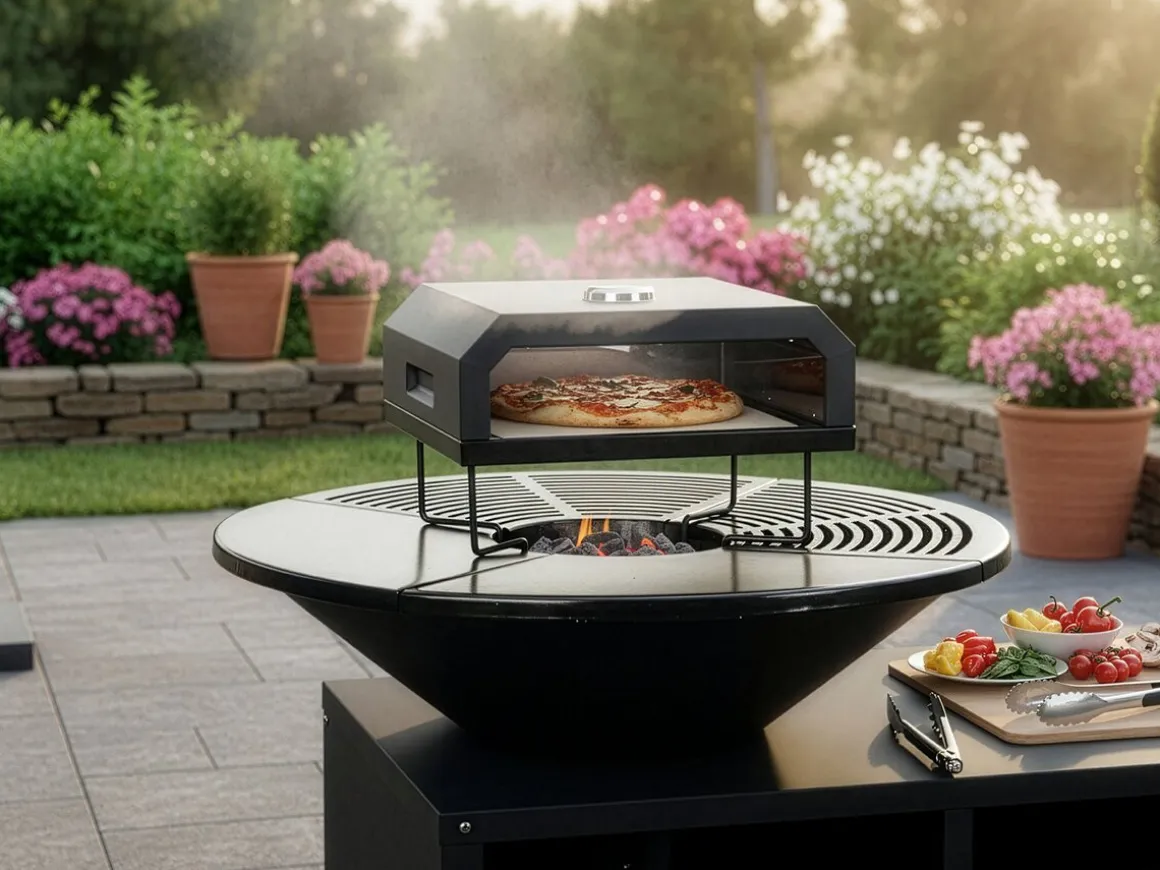 Four à pizza pour barbecue "Pizzello" - 40 x 35 x 28 cm - Noir