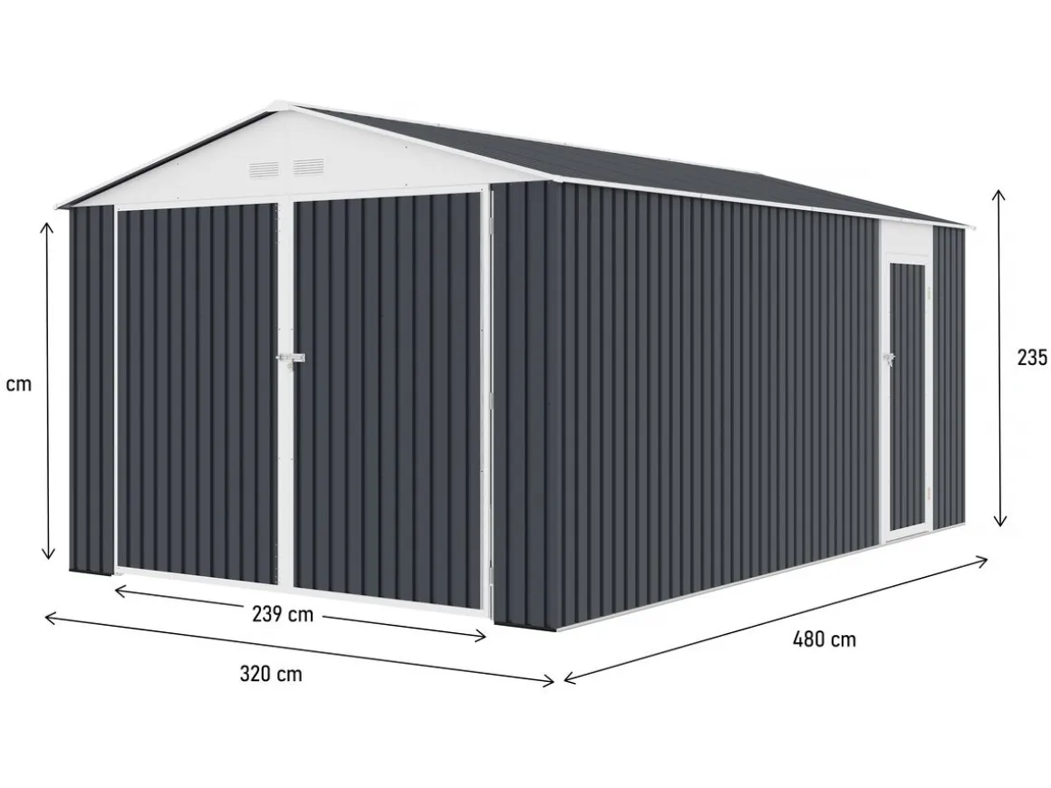 Garage métal "Houston" 15,36 m² - Anthracite