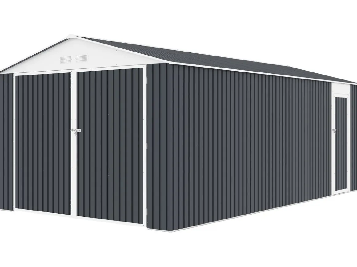 Garage métal " Houston" - 18,56m² avec gouttière - Anthracite
