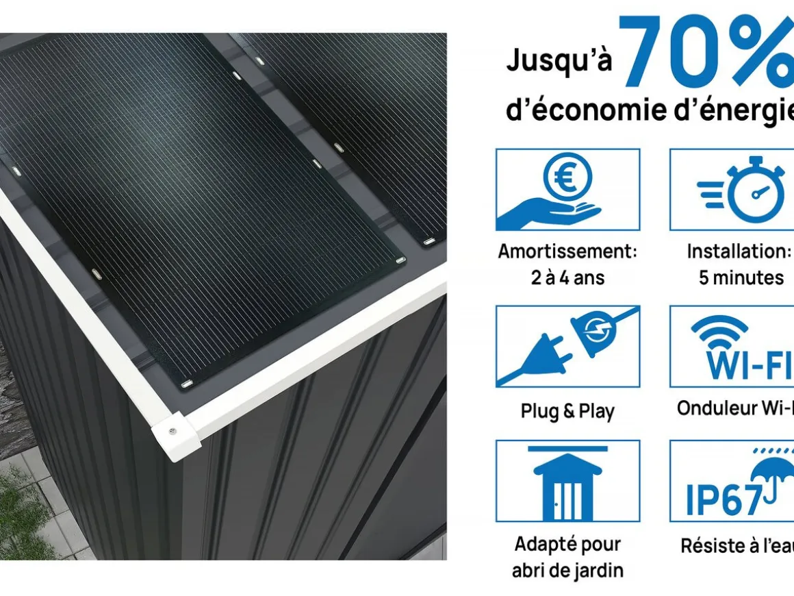 Garage métal " Houston" - 15,36 m² Avec panneau solaire - Anthracite