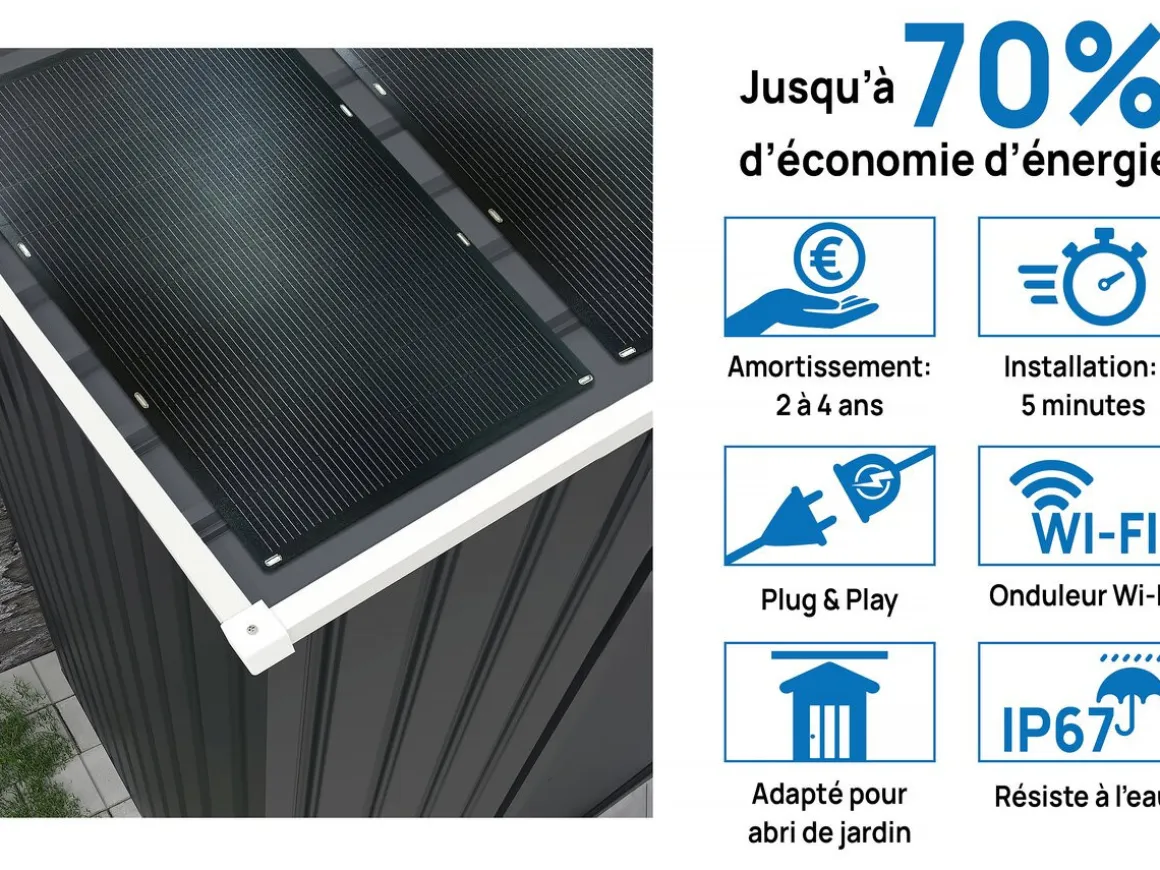 Garage métal " Houston" - 18,56 m² avec panneau solaire - Anthracite