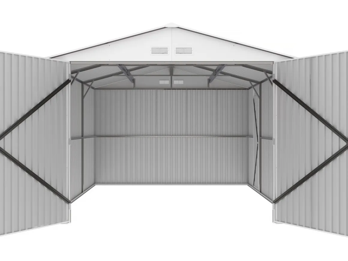 Garage métal "Nevada" - 18,56m² avec gouttière et récupérateur d'eau