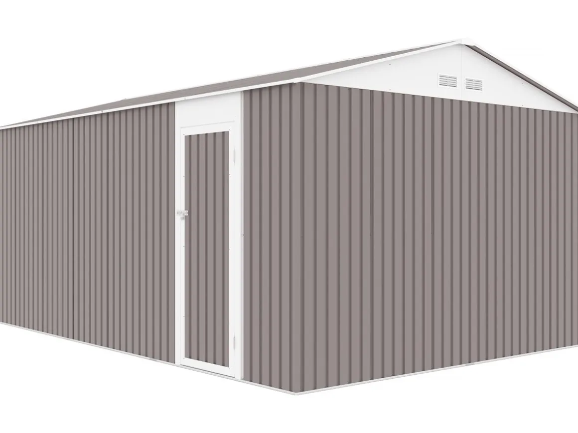 Garage métal "Nevada" - 18,56m² avec gouttière et récupérateur d'eau