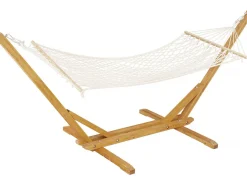 Hamac bois avec toile en macramé 