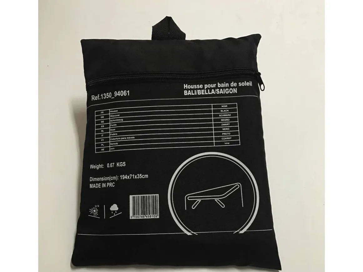 Housse de protection pour bain de soleil - 194 x 71 x 35 cm - Noir