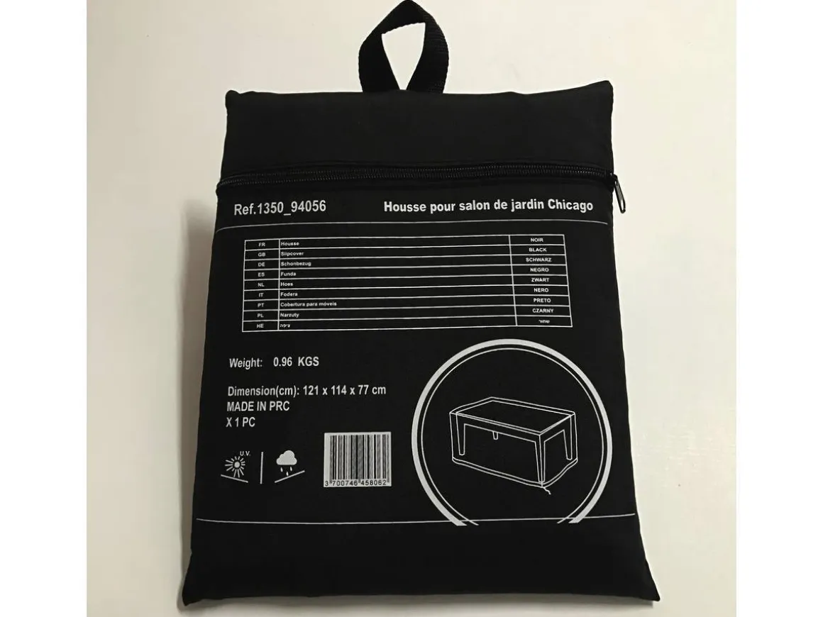 Housse de protection pour salon de jardin - 121 x 114 x 77 cm - Noir