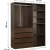 Kit dressing modulable avec penderie, 4 tiroirs et 5 étagères  "Opéra" - 2 éléments - Marron