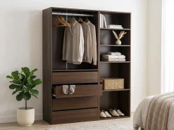 Kit dressing modulable avec penderie, 4 tiroirs et 5 étagères  
