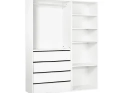 Kit dressing modulable avec penderie, 4 tiroirs et 5 étagères 
