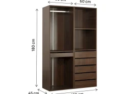 Kit dressing modulable avec penderie, porte-pantalons, 5 tiroirs et 2 étagères