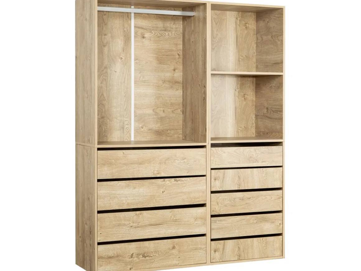 Kit dressing modulable avec penderie, 9 tiroirs et 2 étagères "Opéra" - 2 éléments - Beige
