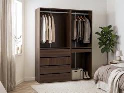 Kit dressing modulable avec penderie, tiroirs et rangements "Opéra" - 2 éléments - Marron