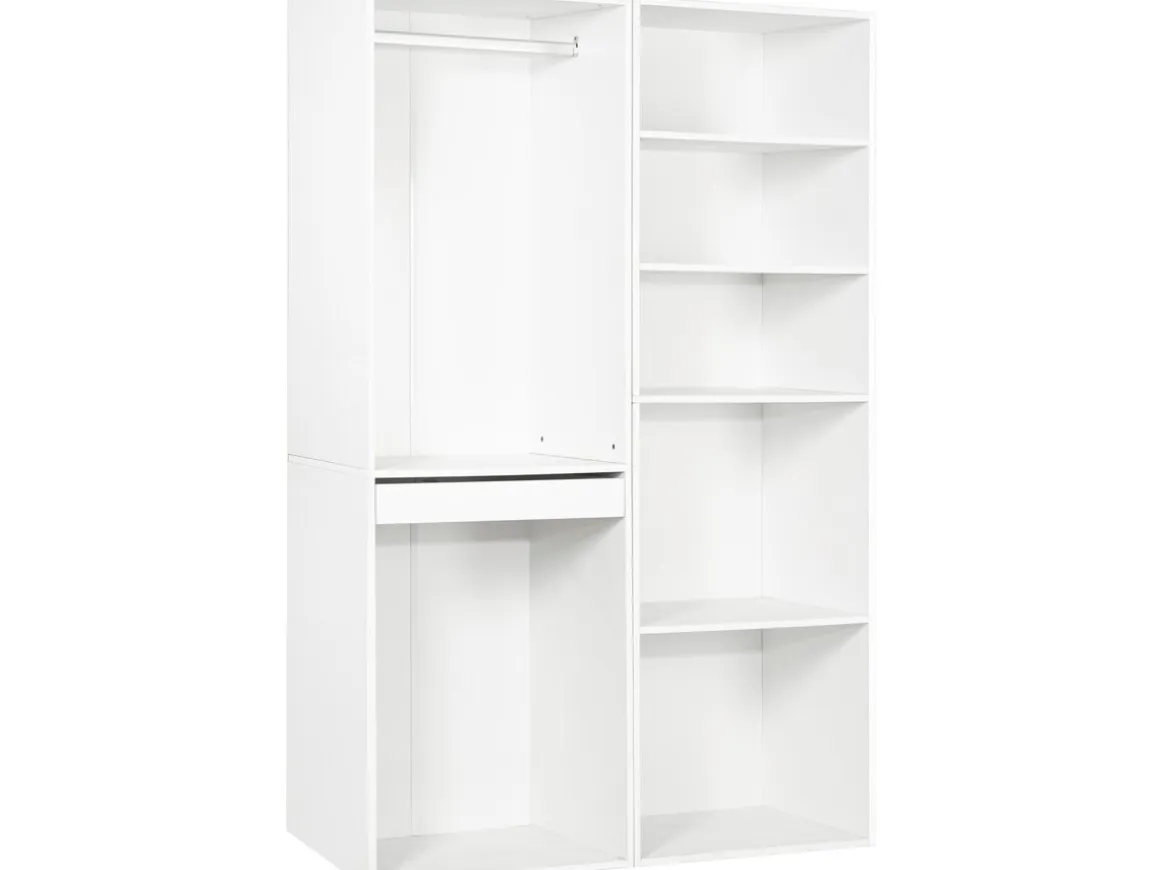 Kit dressing modulable avec penderie, porte-pantalons et 5 étagères "Opéra" - 2 éléments - Blanc