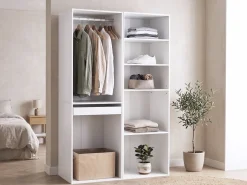 Kit dressing modulable avec penderie, porte-pantalons et 5 étagères  "Opéra" - 2 éléments - Blanc