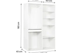 Kit dressing modulable avec penderie, porte-pantalons et 5 étagères