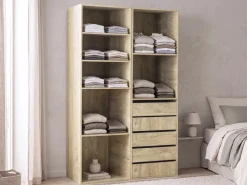 Kit dressing modulable avec 5 tiroirs et 7 étagères "Opéra" - 2 éléments - Beige