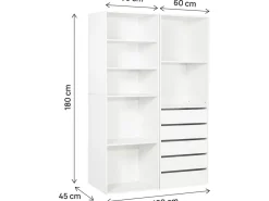 Kit dressing modulable avec 5 tiroirs et 7 étagères "Opéra" - 2 éléments - Blanc