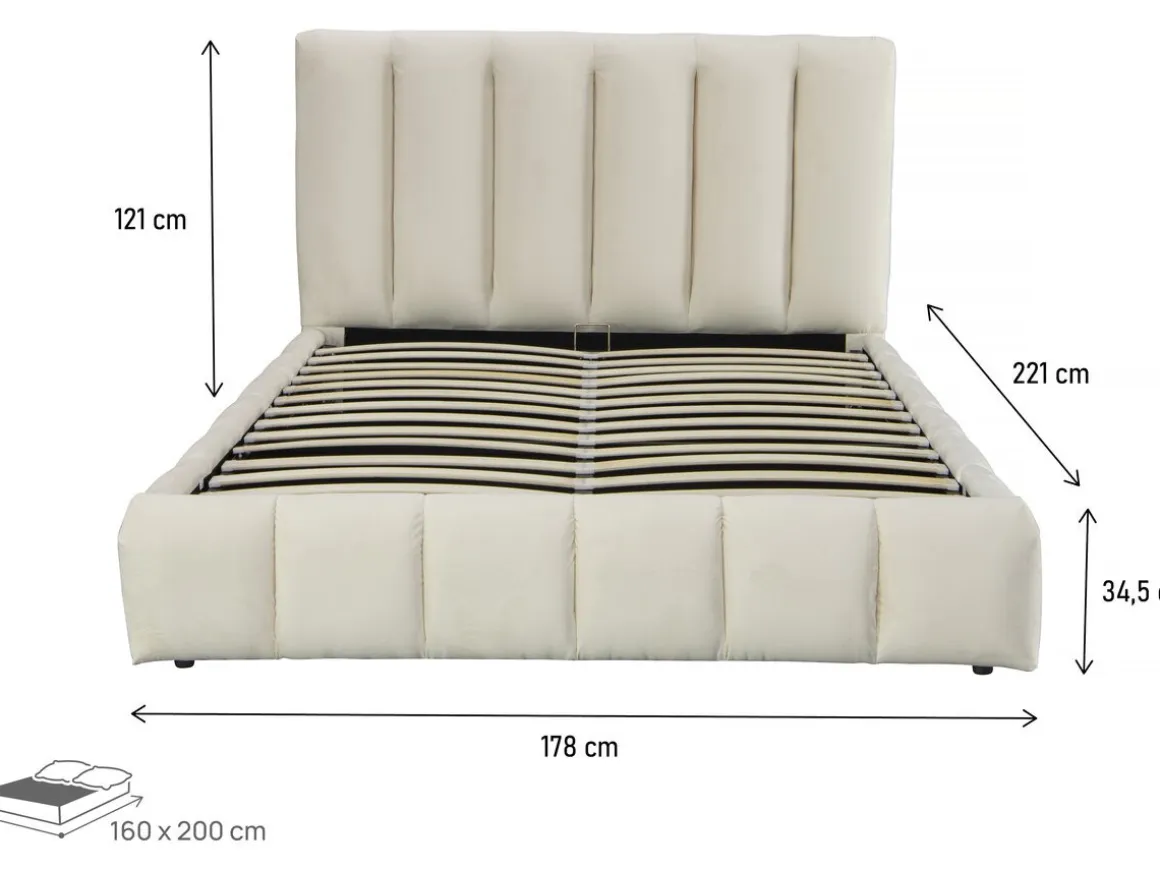 Lit avec coffre "Annie" 160 x 200 cm - Beige