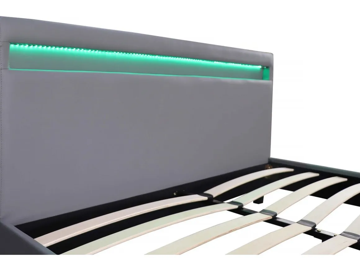 Lit avec LED "Maria" - 160 x 200 cm - Gris