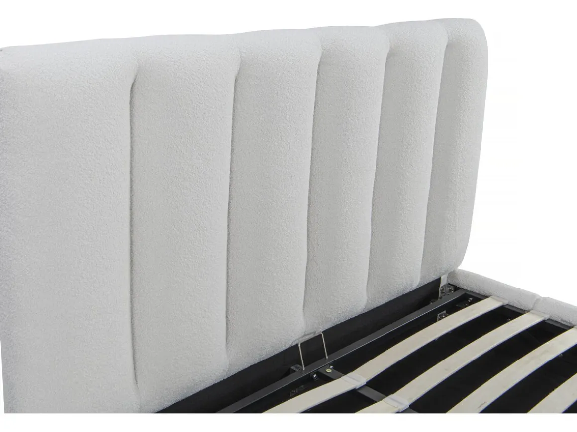 Lit bouclette avec coffre "Annie" - 140 x 190 cm - Blanc