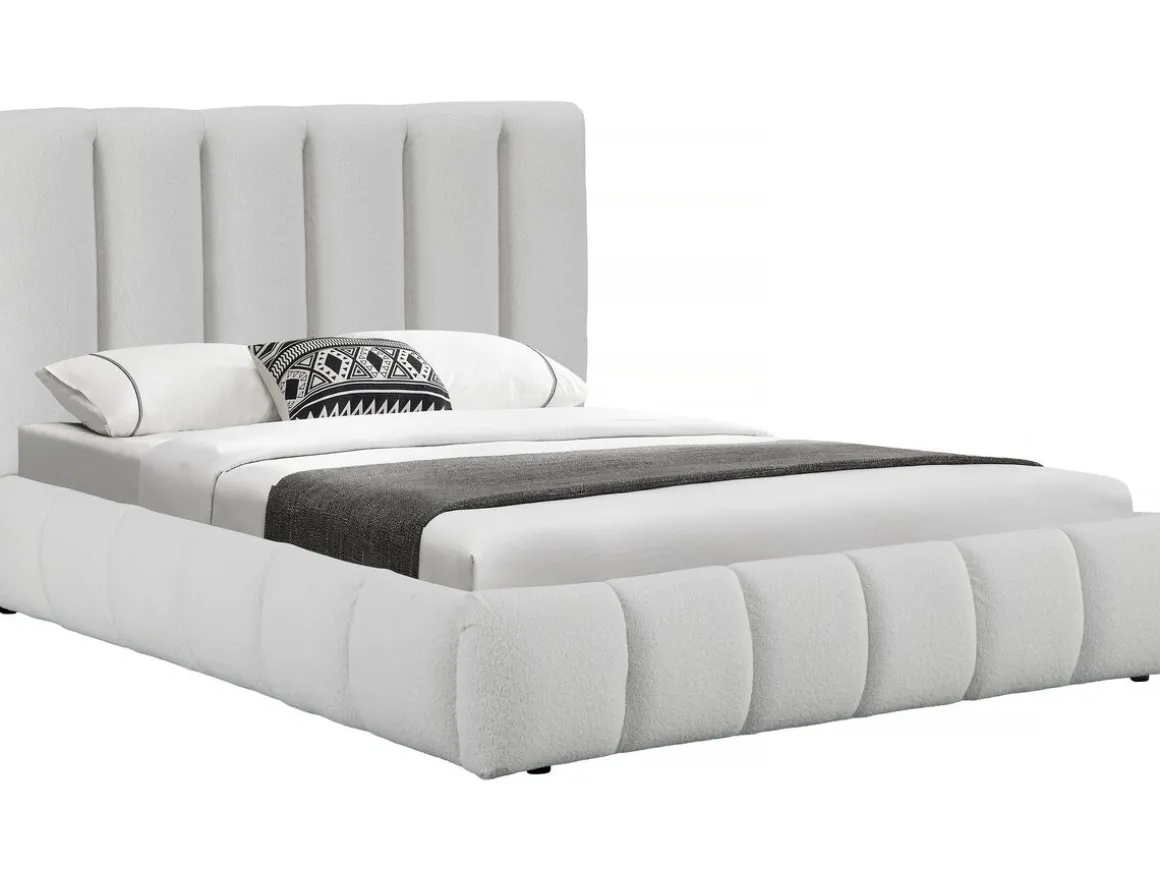 Lit bouclette avec coffre "Annie" - 140 x 190 cm - Blanc
