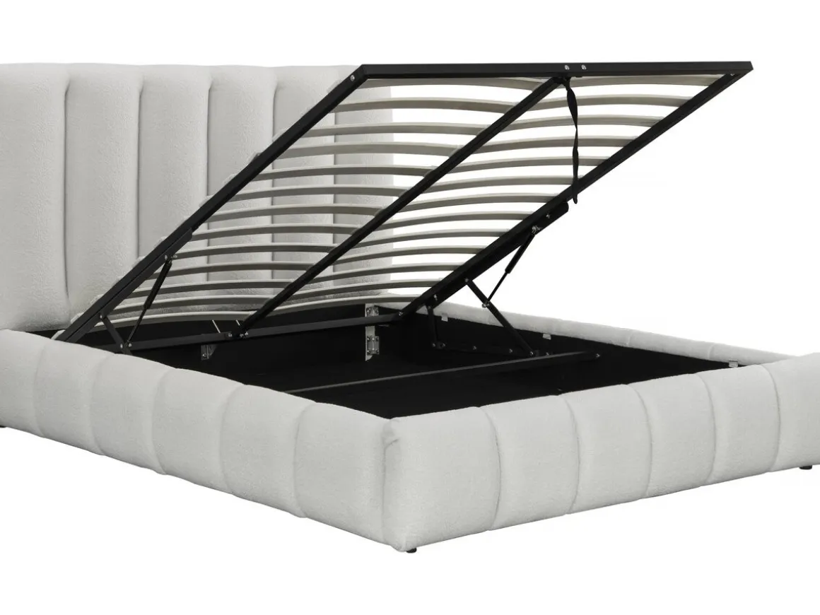 Lit bouclette avec coffre "Annie" - 140 x 190 cm - Blanc
