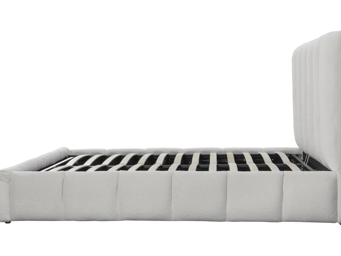Lit bouclette avec coffre "Annie" - 140 x 190 cm - Blanc