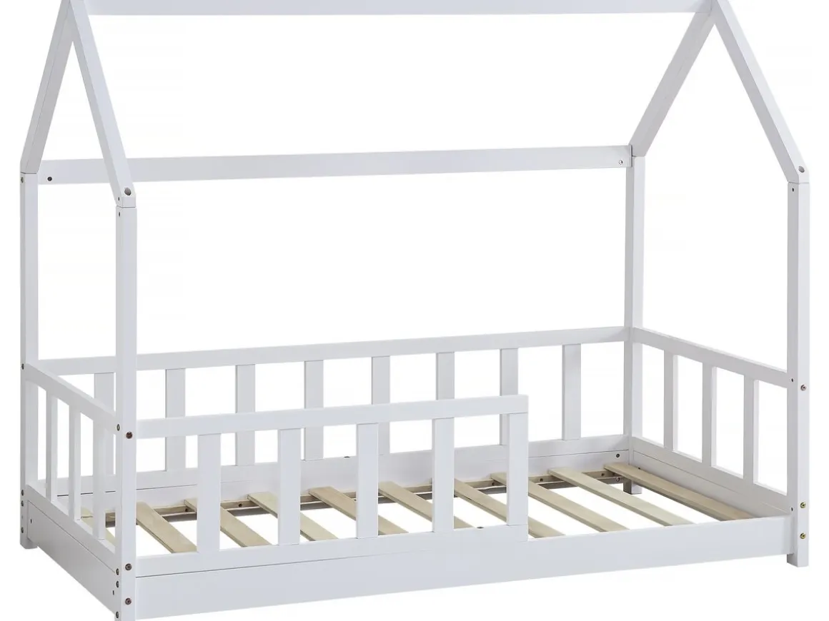 Lit cabane en bois "Charlotte" - Blanc - 80 x 160 cm