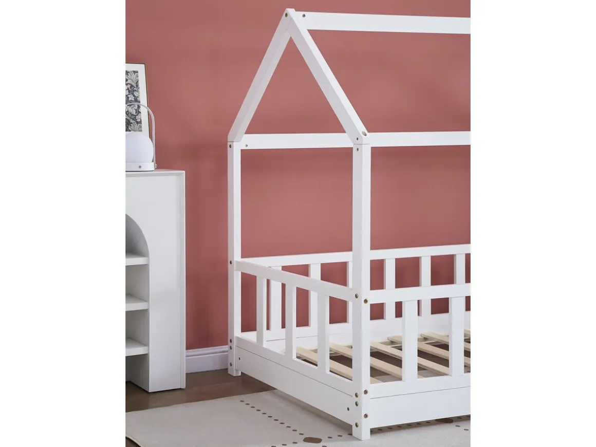 Lit cabane en bois "Charlotte" - Blanc - 80 x 160 cm