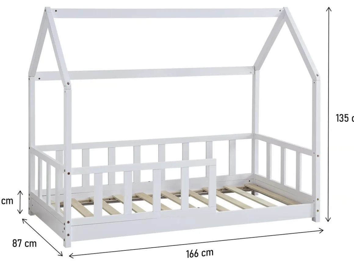Lit cabane en bois "Charlotte" - Blanc - 80 x 160 cm