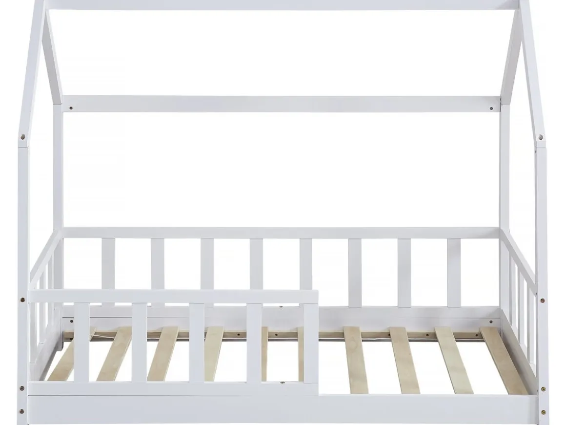 Lit cabane en bois "Charlotte" - Blanc - 80 x 160 cm
