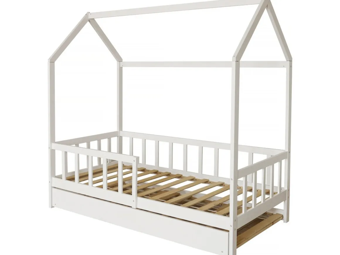 Lit cabane enfant avec tiroir "Paloma" - 90 x 190 cm - Blanc