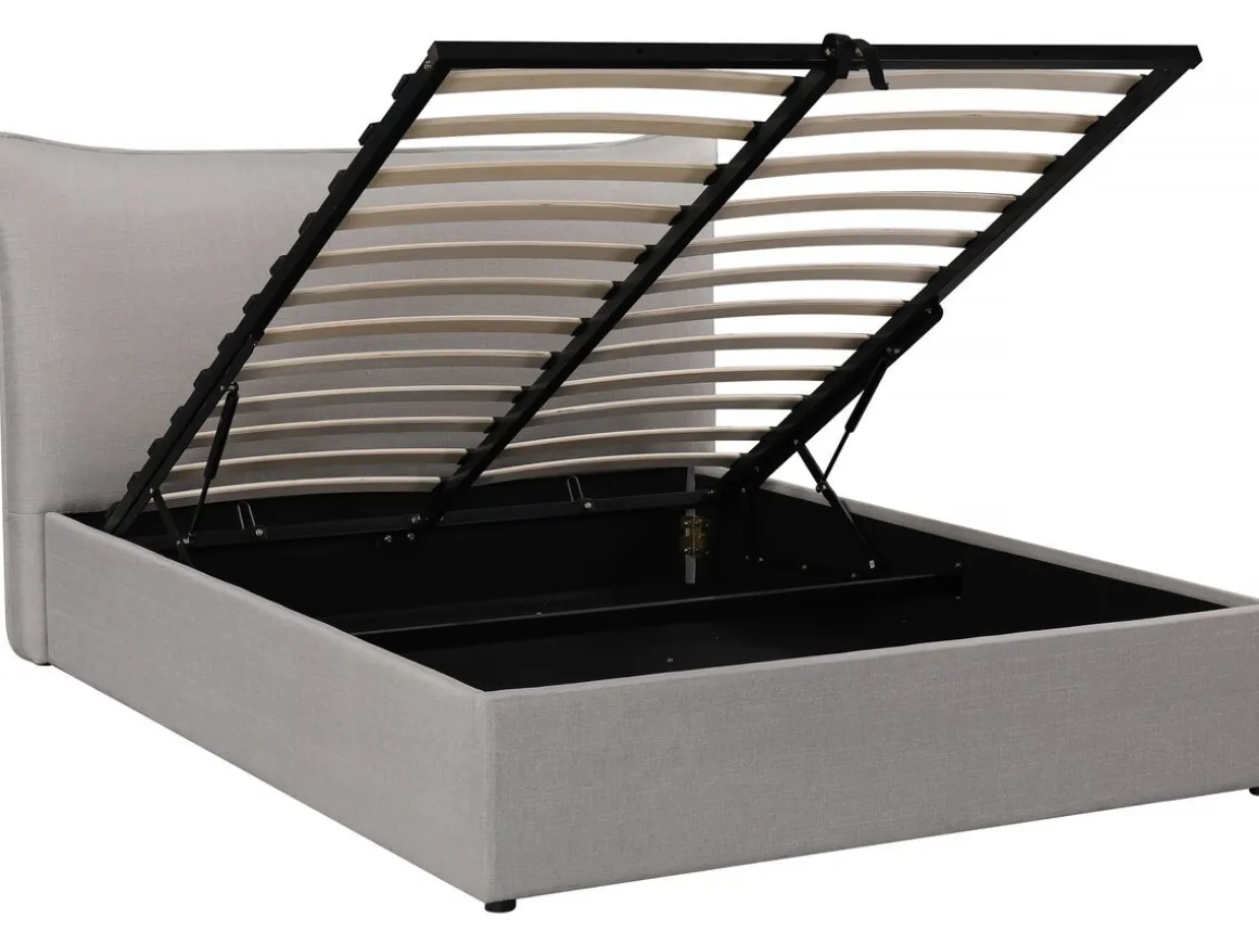 Lit coffre double "Megeve" 140 x 200 cm - Gris
