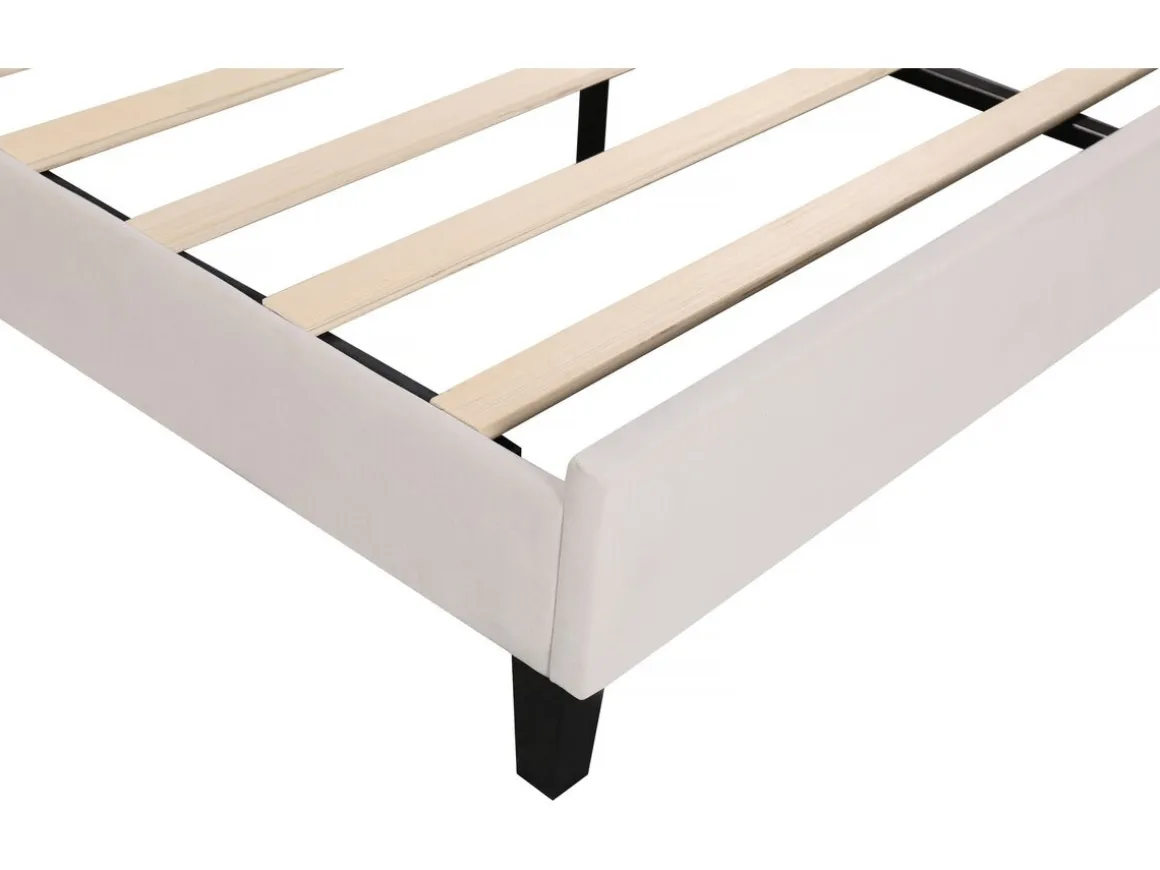 Lit coquillage en velours "Manon" - Beige - 160 x 200 cm
