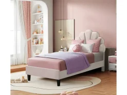 Lit coquillage en velours "Manon" - 90 x 190 cm - Beige