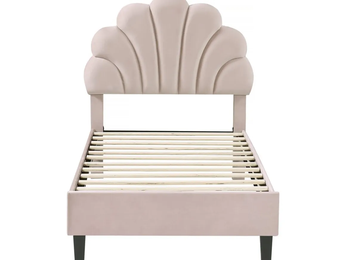Lit coquillage en velours "Manon" - 90 x 190 cm - Beige