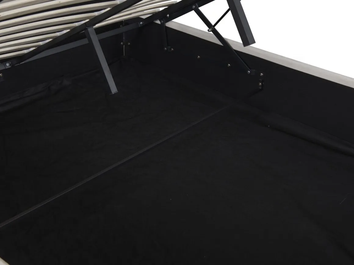 Lit double avec coffre en velours "Chamonix" - 160 x 200 cm - Beige