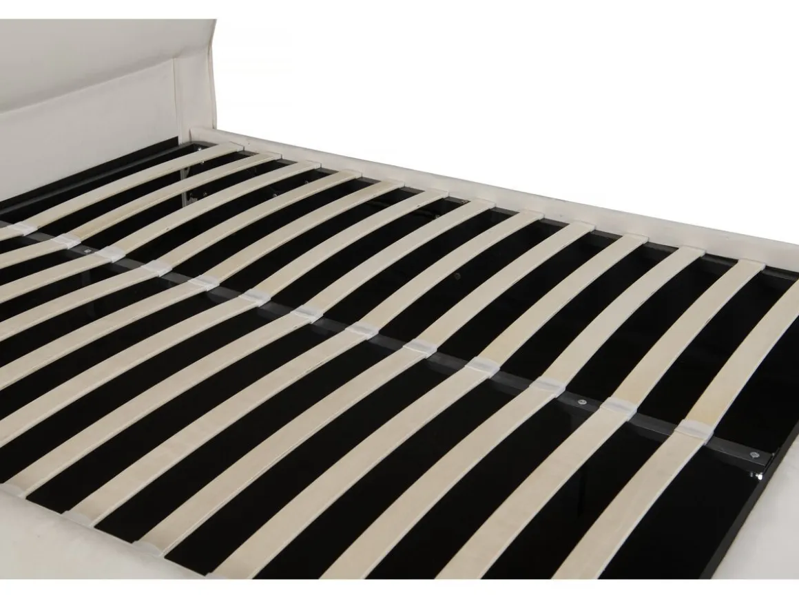 Lit double avec coffre en velours "Chamonix" - 140 x 190 cm - Beige