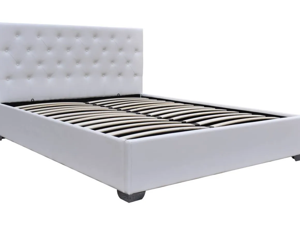 Lit double avec coffre "Tino" - 140 × 190 cm - Blanc