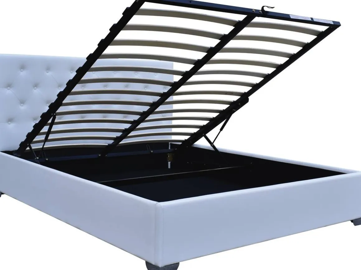 Lit double avec coffre "Tino" - 160 × 200 cm - Blanc