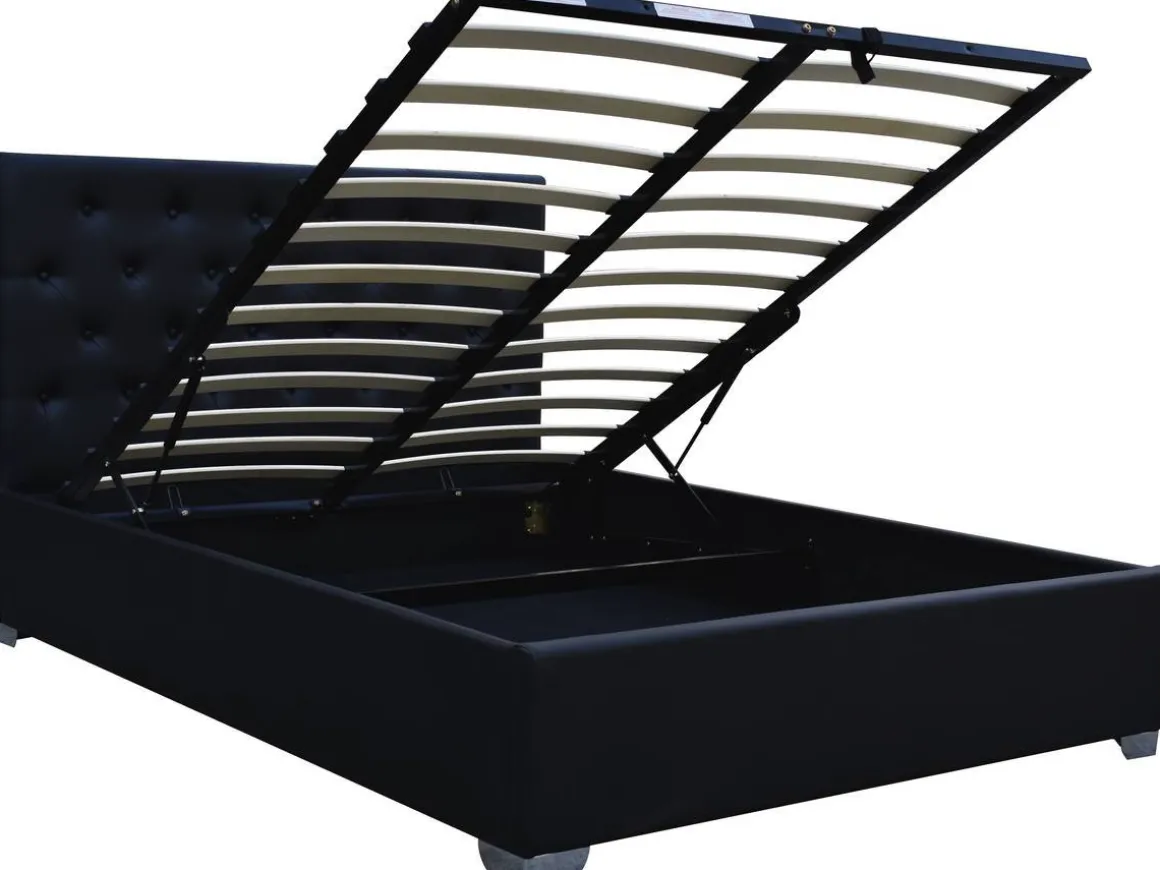 Lit double avec coffre "Tino" - 140 × 190 cm - Noir